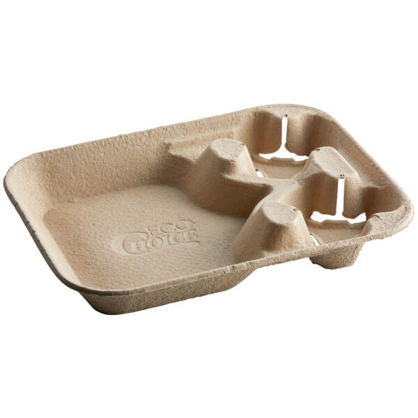 Compostable Hot Cup Tray, 2 cup carrier with tray