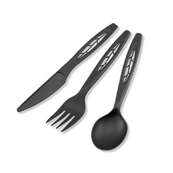 Compostable CPLA Cutlery Set- Heavy Weight 6.5" - Black