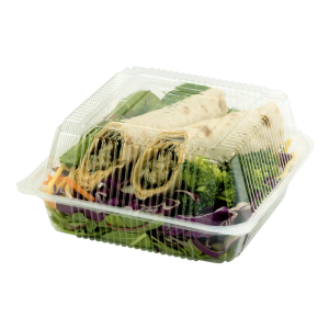 Medium Hinged Clear Clamshell Filled with Salad.