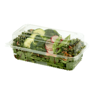 Long Hinged Clear Clamshell filled with Salad.