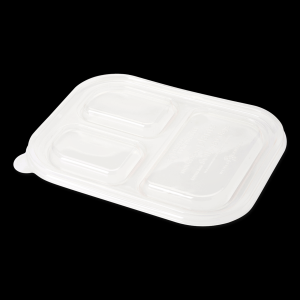 Clear PLA Lid for 48 oz Three Compartment Fiber Food Container