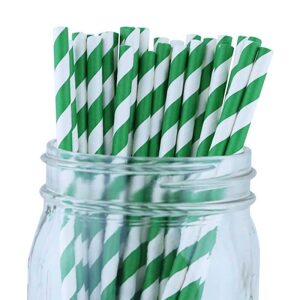4-ply Giant jumbo paper Green stripe Straws