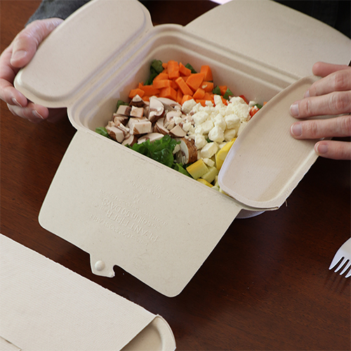 Fiber Foodservice Ware, Disposable Food Containers containing salad.
